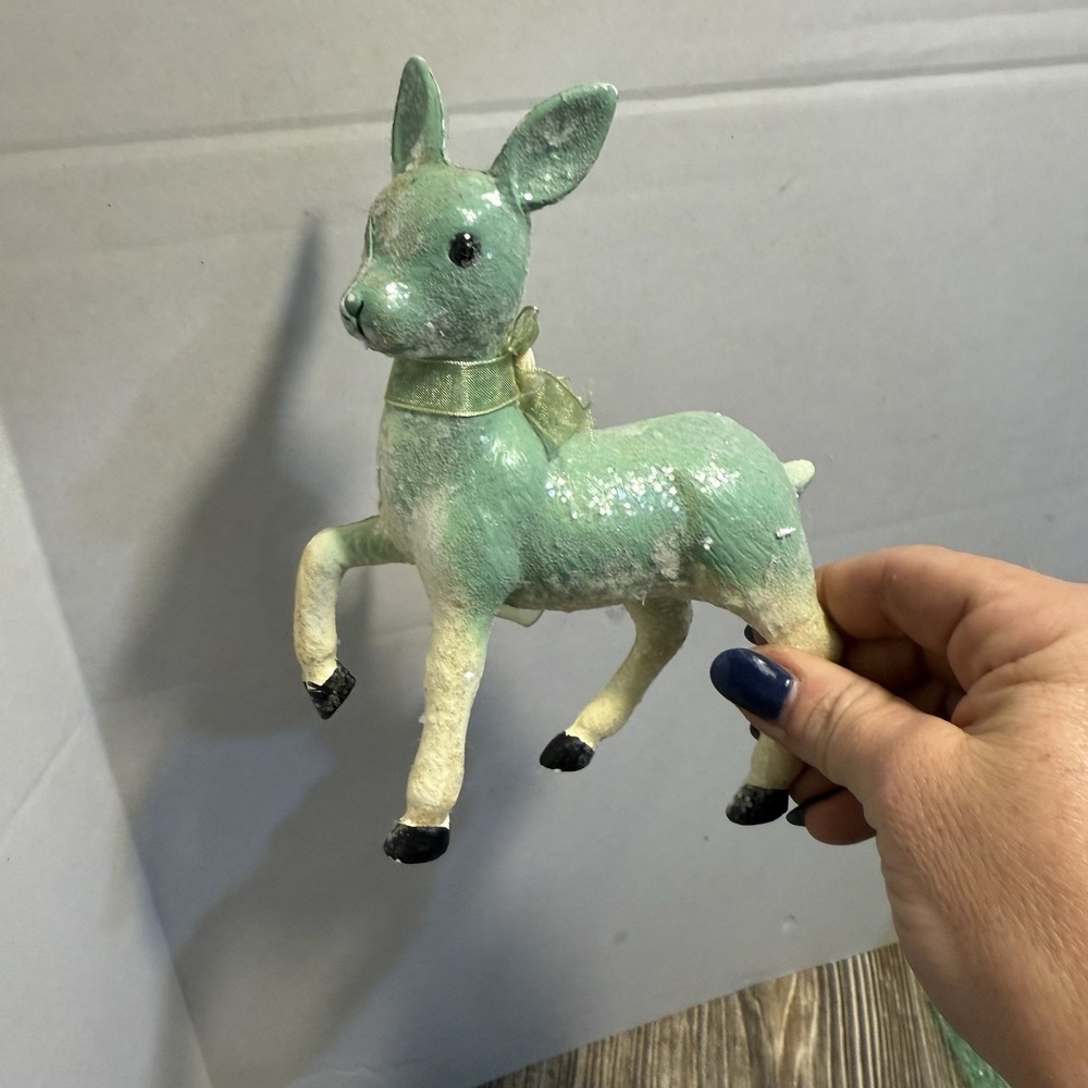 Retro Inspired Mint Colored Deer Christmas Holiday Figure